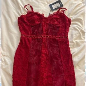 PrettyLittleThing Red Velvet Mini Dress